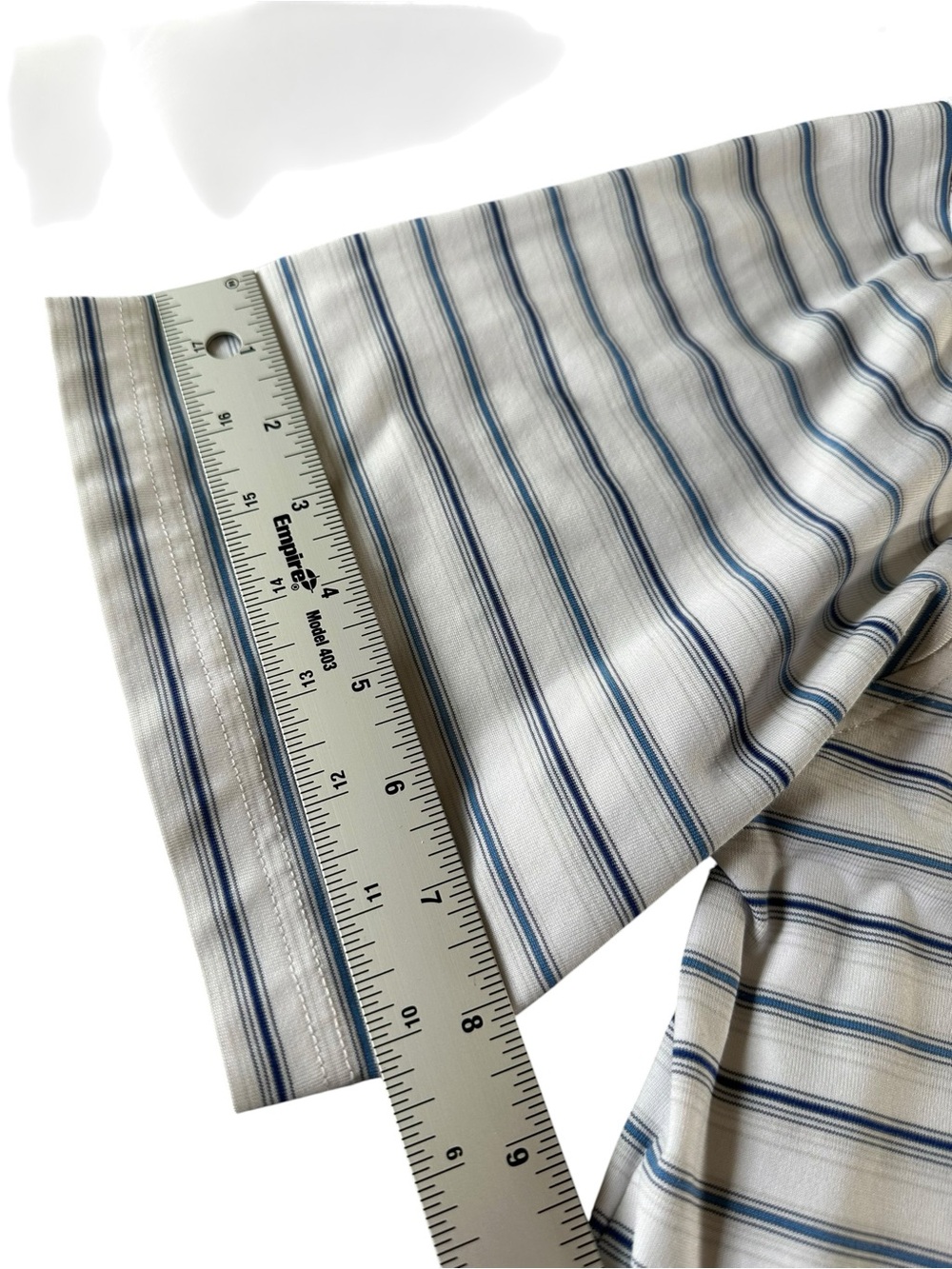 Pebble Beach White Polo with Thin Blue Stripes Men’s XL - Picture 7 of 8